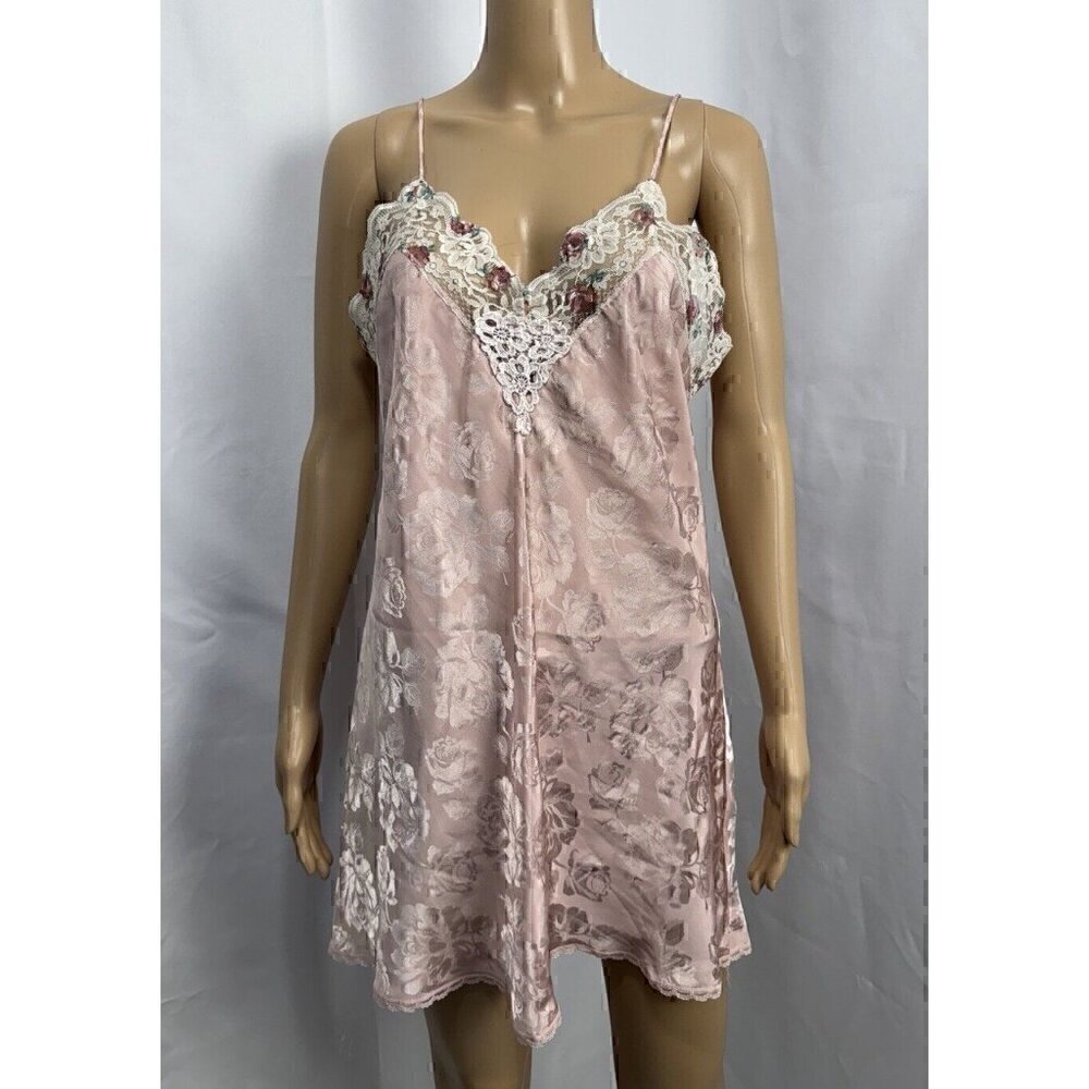 Women’s Pink Lace-Trim Mini Slip Dress